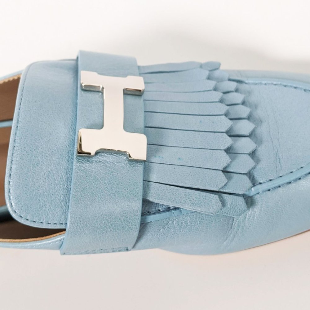 SOLD Hermes Rivoli Fringe Bleu Dorset Mule - Picture 7 of 7